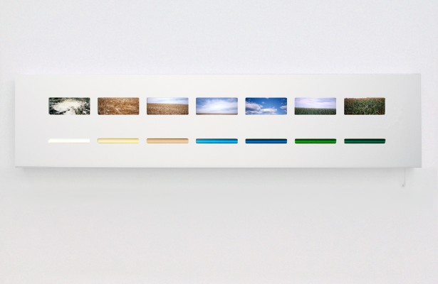 lightboxes - 7 hues, scales of green, 2005